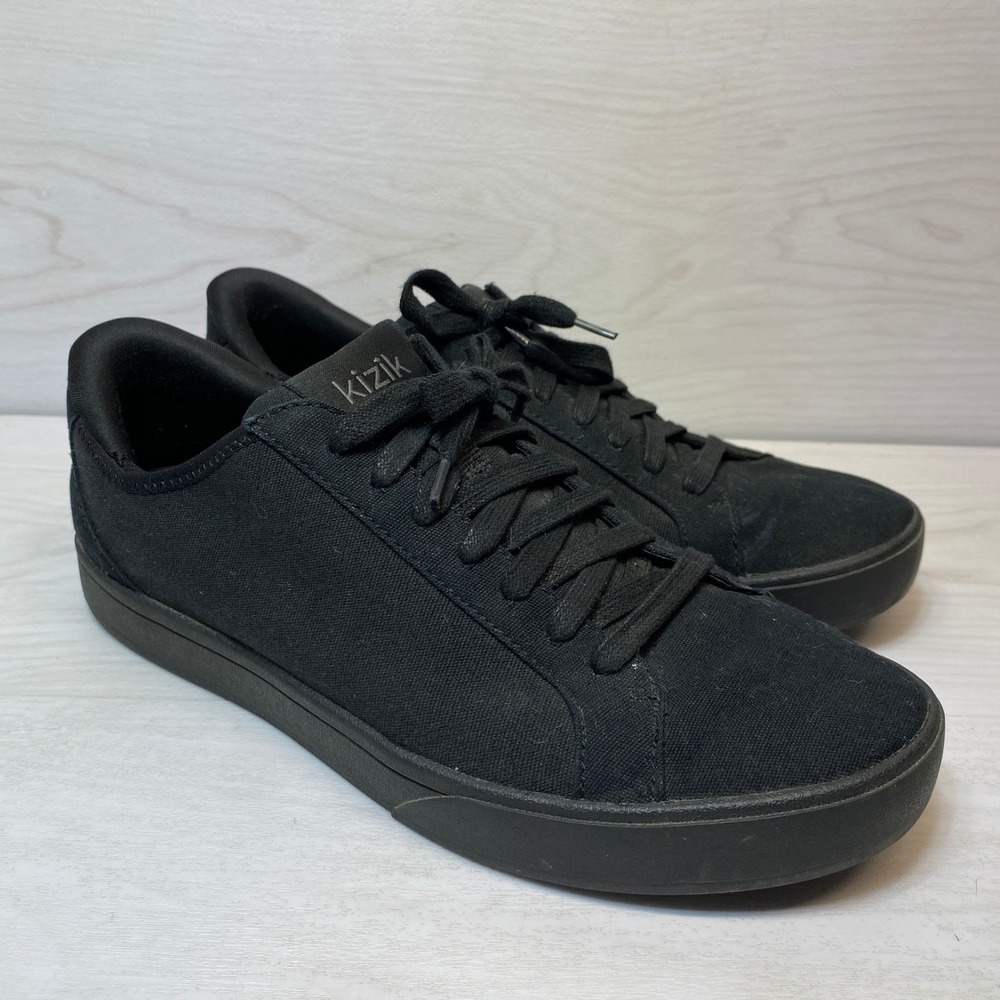 Kizik Mens 8 Womens 9.5 Lima Sneaker Canvas Black Hands-Free Slip Shoes Casual